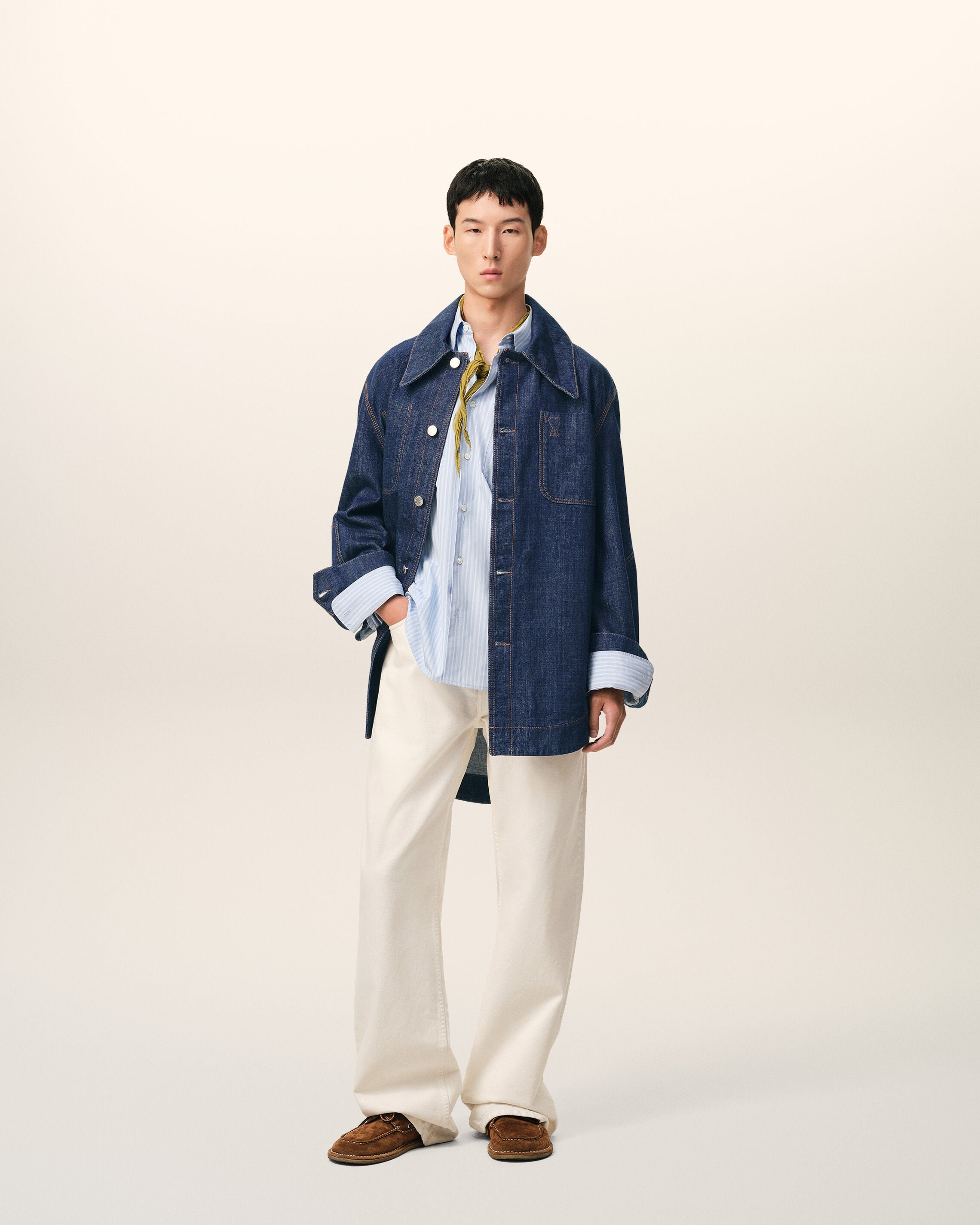 INDIGO Blue Cotton Ami De Coeur Worker Worker Overshirt | Ami Paris