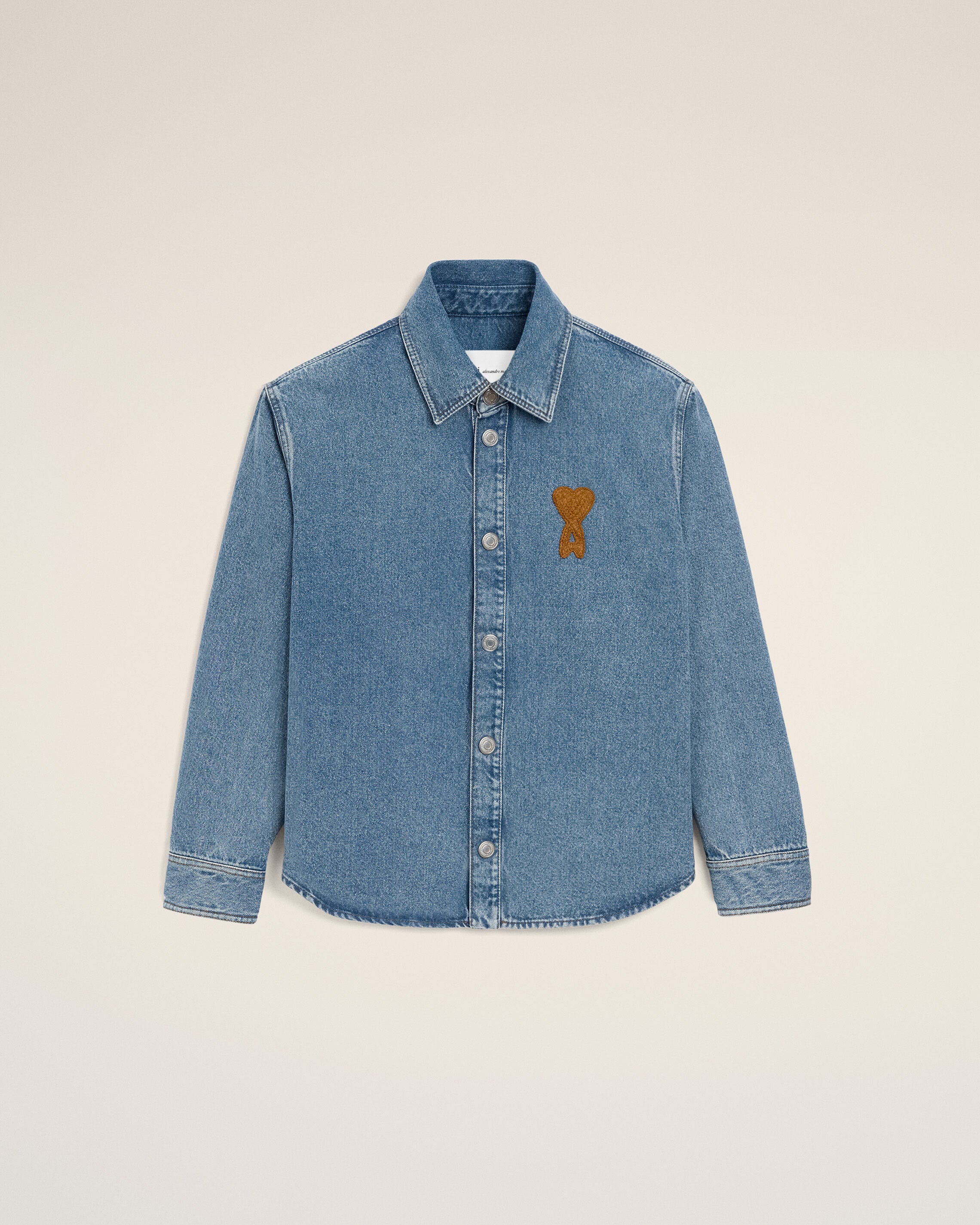 USED BLUE Blue Cotton Knitted Ami De Coeur Overshirt | Ami Paris